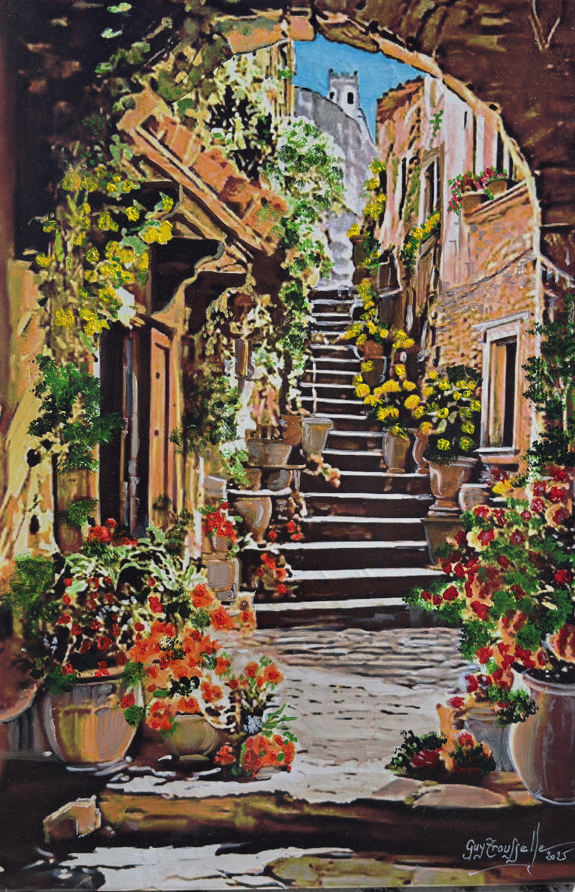 Village espagnol fortifié — œuvre de Guy Trousselle
