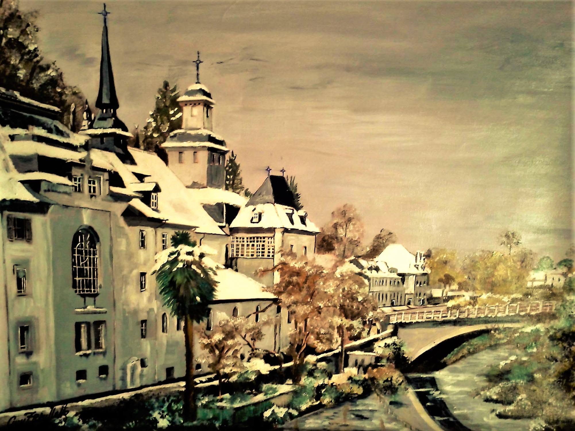 Bétharram sous la neige — œuvre de Guy Trousselle