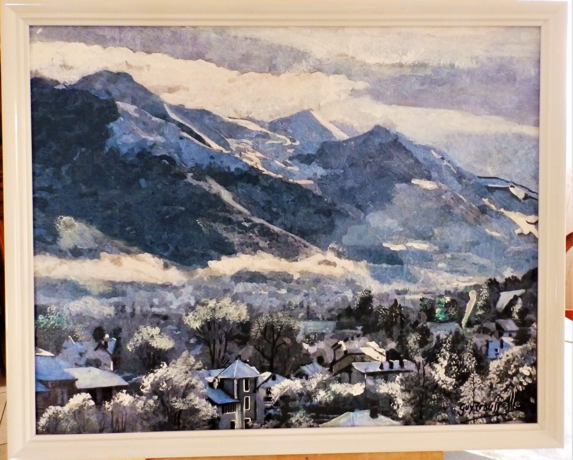 La vallée d'Argelès sous la neige — œuvre de Guy Trousselle